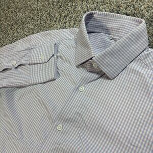 State and Liberty Mens M Button Up Shirt Purple Gingham Performance Athletic Fit